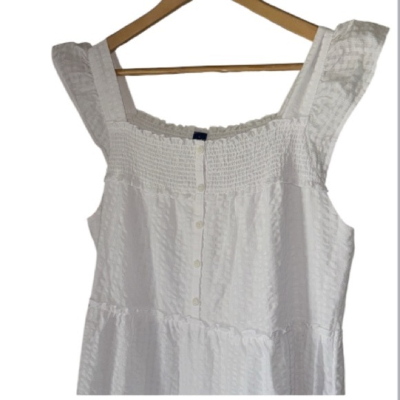 Old Navy White Sleeveless Sundress with Square Neck smocked Large NEW - Picture 2 of 6